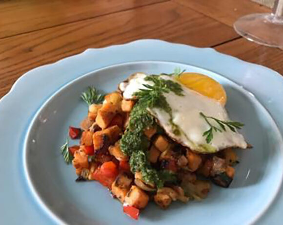 sweet potato hash with sunny side up egg