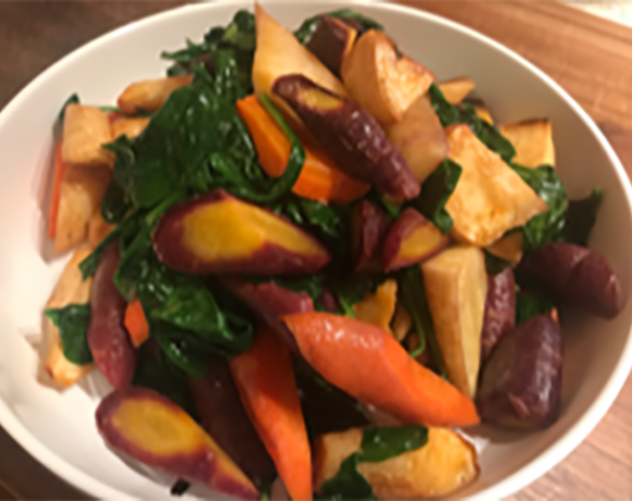 Roasted Parsnip, Rainbow Carrot & Spinach in Brown Butter Sage